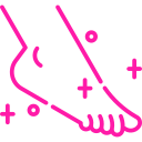 Icono de un pie estilizado en color rosa, representando la salud y el cuidado de los pies. Ideal para temas relacionados con la podología y el bienestar.
