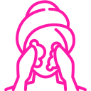 Icono de una persona con toalla en la cabeza, limpiándose la cara, representando el cuidado de la piel y la rutina de belleza.