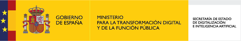 Logo del Gobierno de España, correspondiente al Ministerio para la Transformación Digital y de la Función Pública, que incluye la Secretaría de Estado de Digitalización e Inteligencia Artificial.